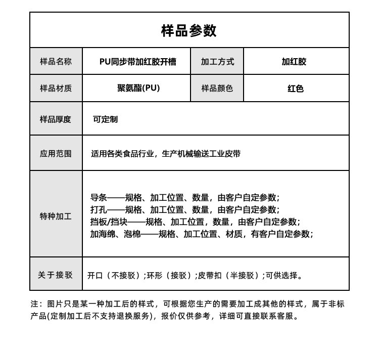 PU同步帶加紅膠開(kāi)槽