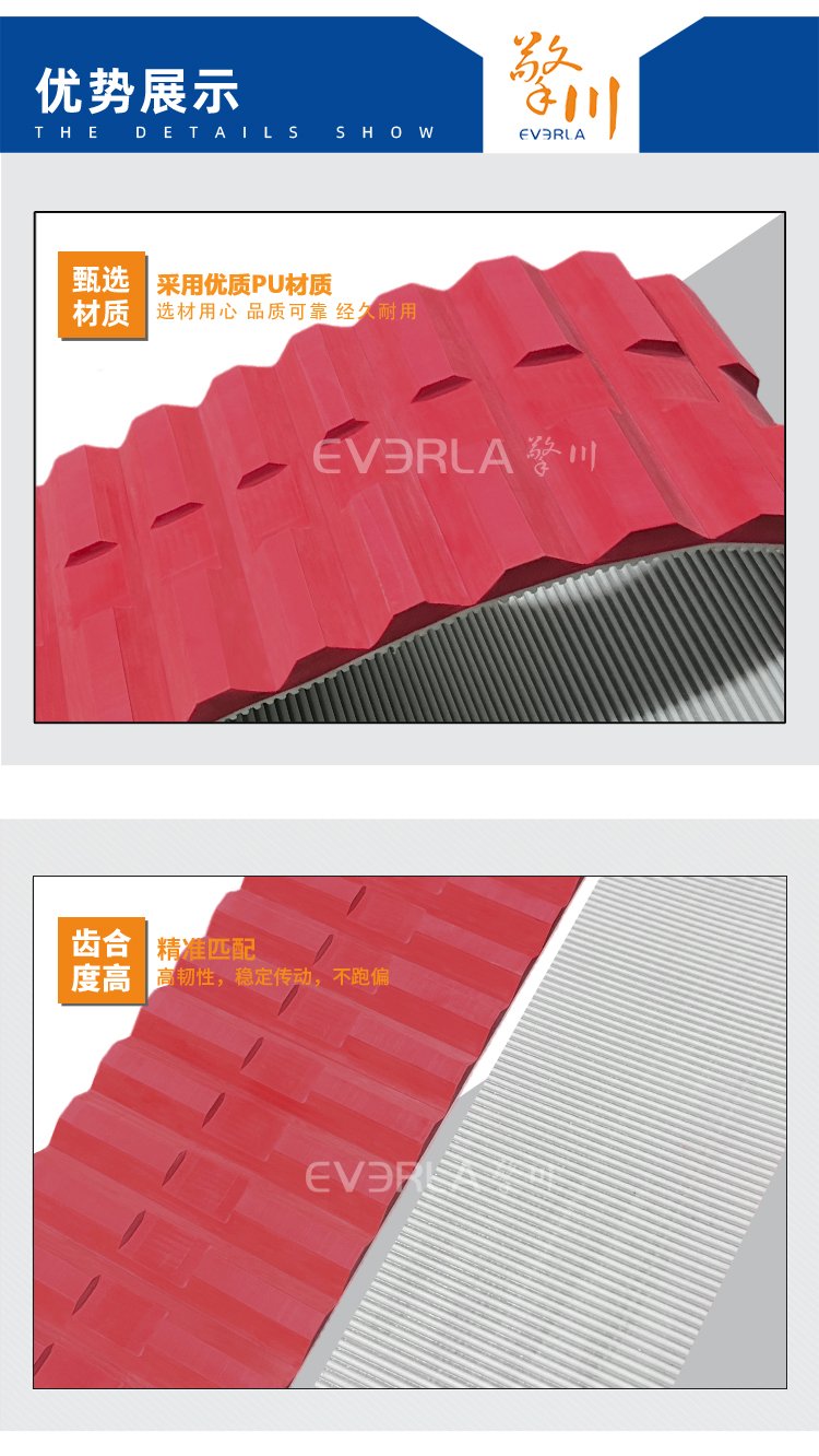 PU同步帶加紅膠開(kāi)槽